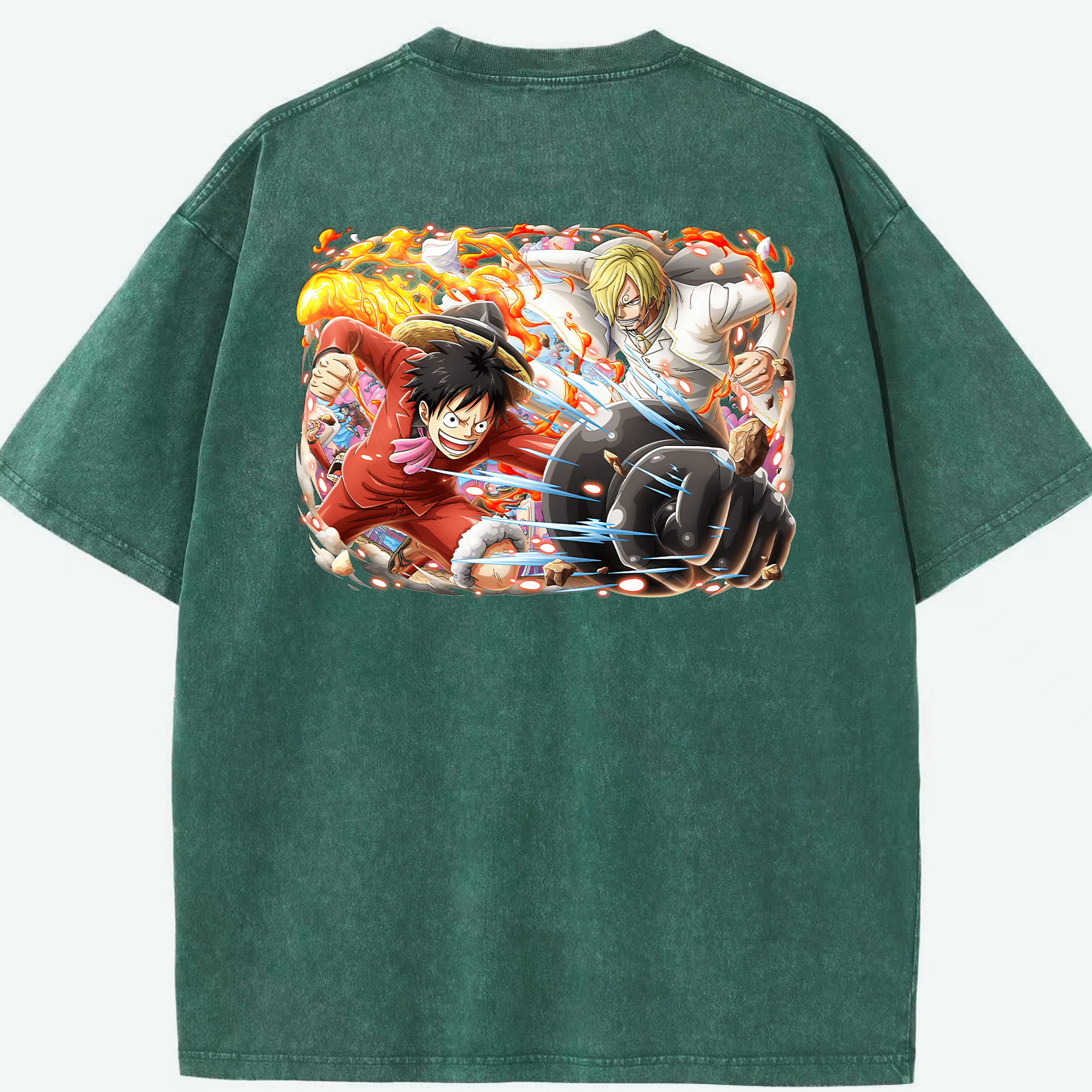 ワンピース モンキー・D・ルフィ ONE PIECE Monkey D. Luffy 綿100% ヴィンテージ風 半袖Tシャツ（背面プリント）